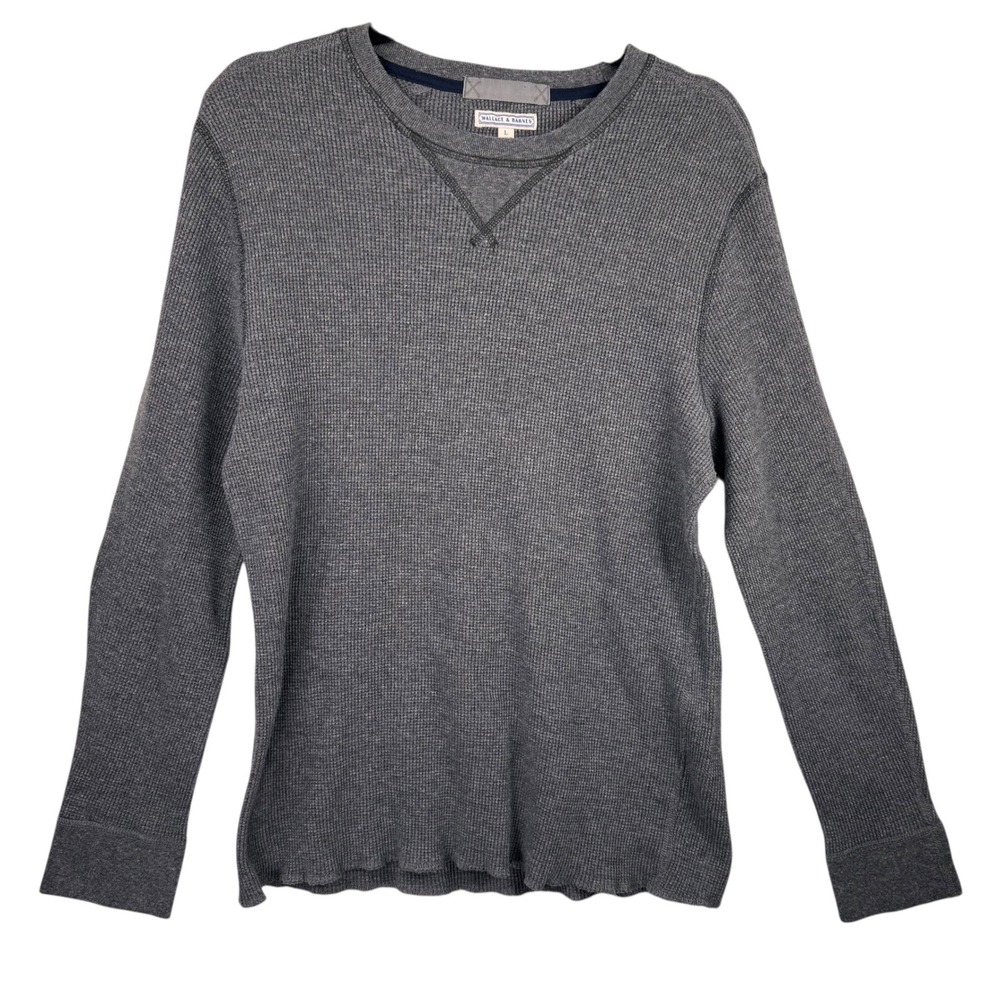 Wallace Barnes Shirt Large Men Thermal‎ Charcoal Gray Waffle Knit Long Sleeve
